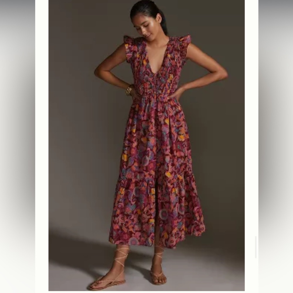 The Peregrine Midi Dress (By Anthropologie) size small. Worn once.